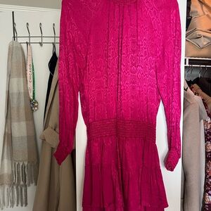 Revolve Krisa Pink Long-Sleeve Dress